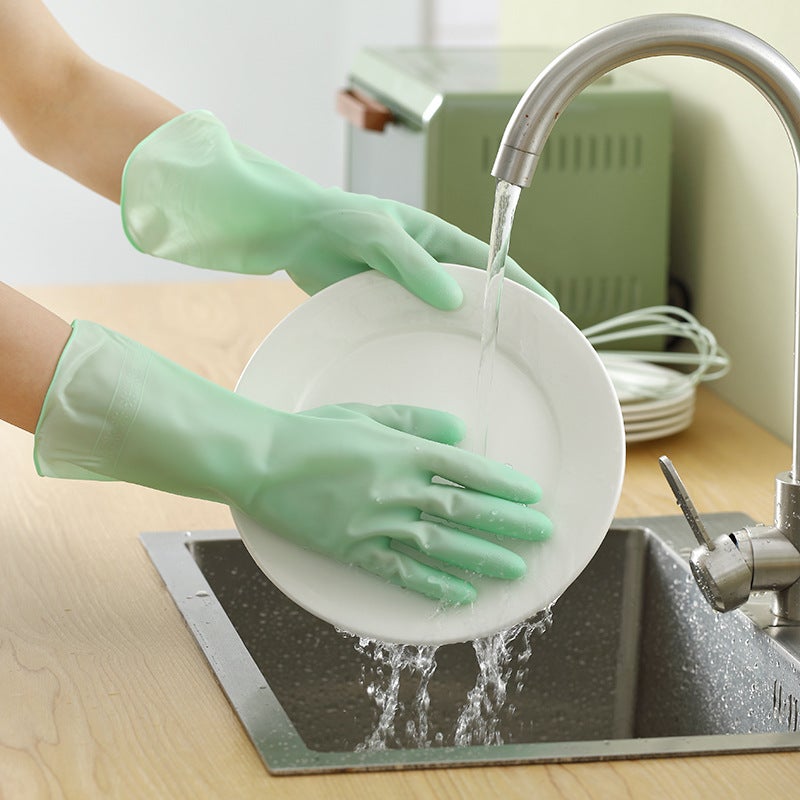 Thick PVC Gloves for Dishwashing Waterproof Green Green