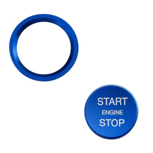 YoRise Car Engine Start Stop Push Button Cover Aluminum Automotive Push Start Button Protective Sticker Cap Vehicle Key Ignition Switch Knob Decoration Ring for Most Cars Blue - Image 1