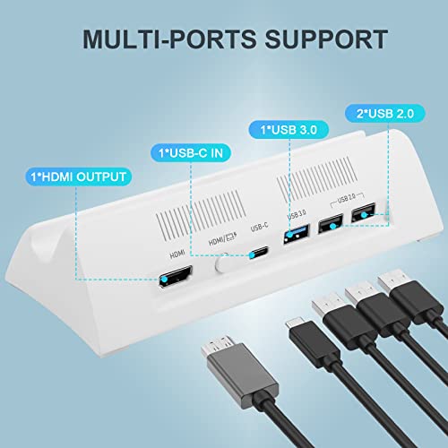 KEKUCULL TV Docking Station for Switch & Switch OLED, 4K 1080P HDMI Adapter & USB 3.0 Ports, Replacement for Official Dock (White) - Image 4