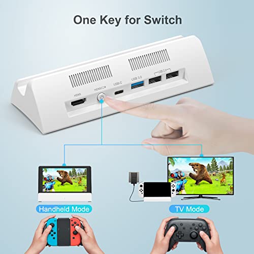 KEKUCULL TV Docking Station for Switch & Switch OLED, 4K 1080P HDMI Adapter & USB 3.0 Ports, Replacement for Official Dock (White) - Image 2