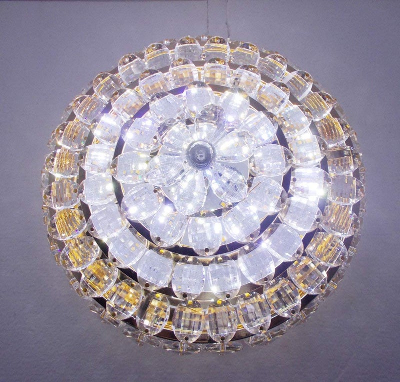 swanart Crystalline K9 Crystal Flush Mount Ceiling Light Fixture with 3 Color LED Lights Modern Chandelier for Bedroom, Dining Room, Living Room - Image 5