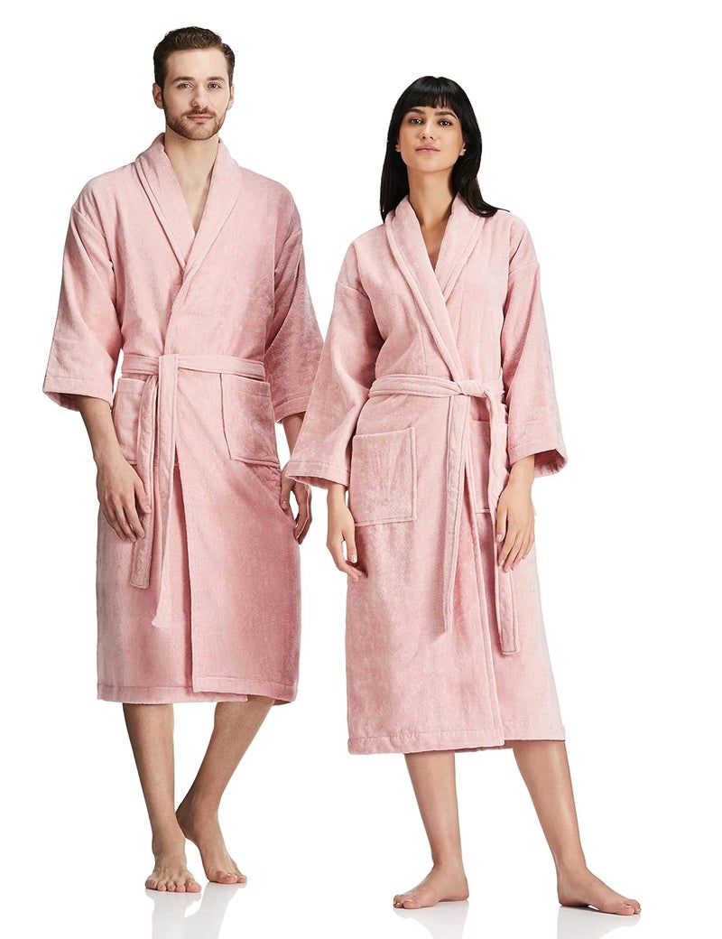 Brand - Solimo Solimo 100 Cotton Unisex Bathrobe Blush Pink Large Set of 1 - Image 5