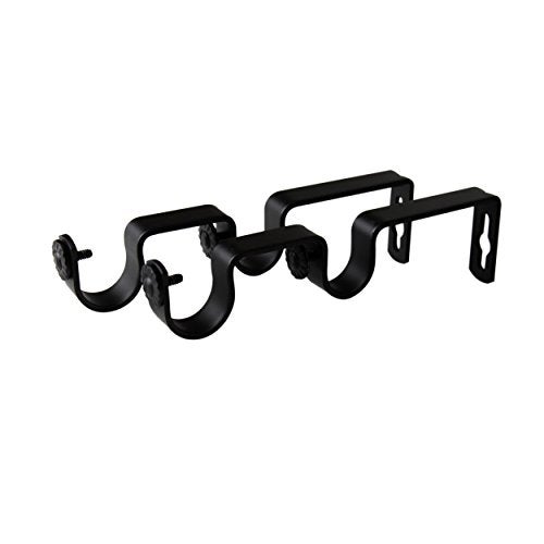Rod Desyne 1 inch Double Brackets Pair, Black, 2 Piece - Image 1