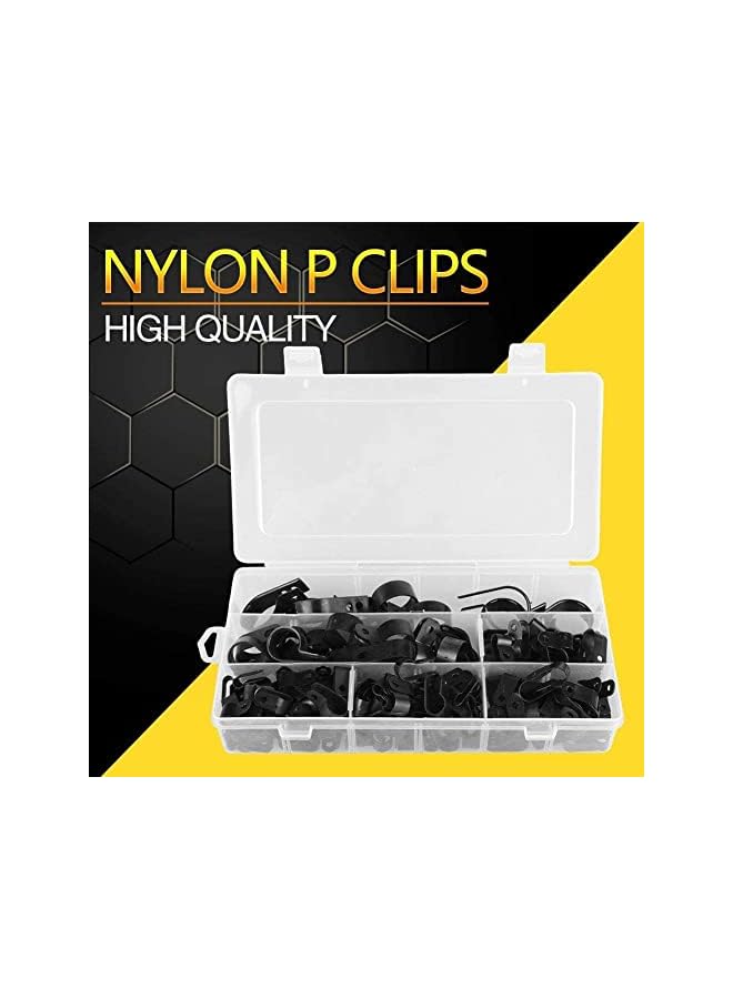 Green Tiger Cable Clamp, Plastic P Clip, Nylon Plastic R-type Cable Clamps 3/16"" 1/4"" 3/8"" 1/2"" 3/4"" 1"" Clips Fasteners Assortment, for Cable Conduit, 200 Pcs (black) - Image 5