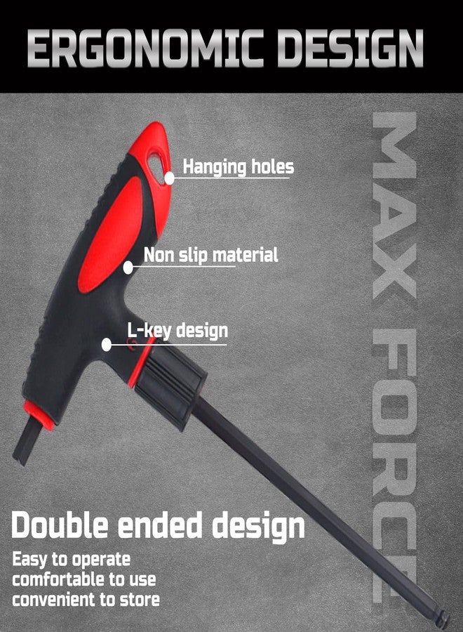 Lichamp 8 Pieces Metric T Handle Allen Wrench Set, 2-10 mm, Ball Head, Standard Long Tee Handle Allen Hex Key Set, Heavy Duty Excellent - Image 4