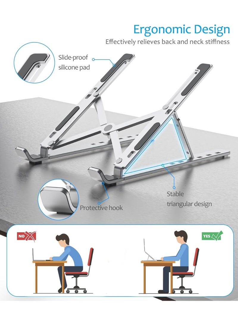 Laptop Stand Adjustable Laptop Holder Anti-Slip Notebook Stand Holder Metal Riser Portable Computer Mount 6 Level Height - Image 3