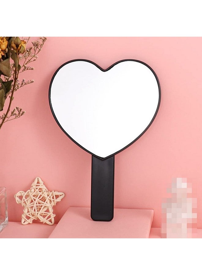 lasenersm 1 Piece Travel Handheld Mirror Heart Shaped Cosmetic Hand Mirror Travel Makeup Mirror Hand Held Mirror Plastic Cosmetic Mirror Makeup Hand Mirror With Handleblack - Image 3
