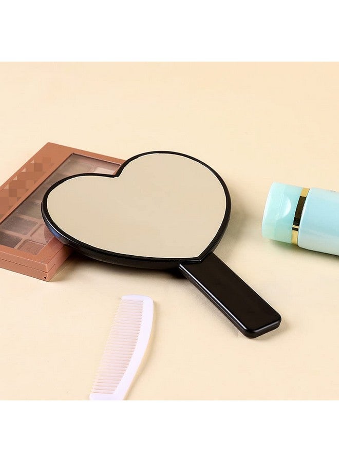 lasenersm 1 Piece Travel Handheld Mirror Heart Shaped Cosmetic Hand Mirror Travel Makeup Mirror Hand Held Mirror Plastic Cosmetic Mirror Makeup Hand Mirror With Handleblack - Image 4