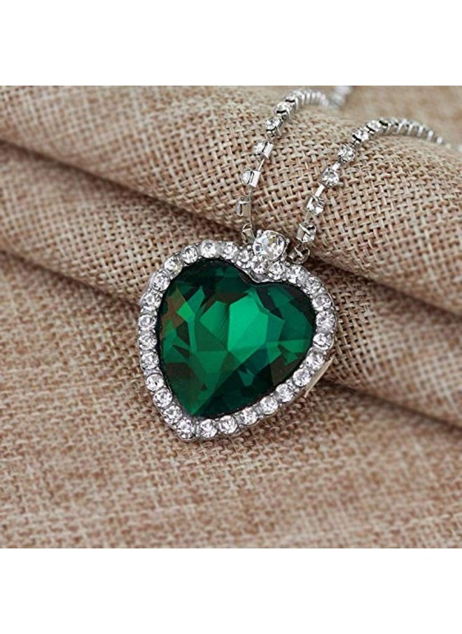 YouBella YouBella Jewellery Crystal Heart Titanic Necklace for Girls Fashion Pendant Necklace Jewellery for Girls and Women (Green)  - Image 2