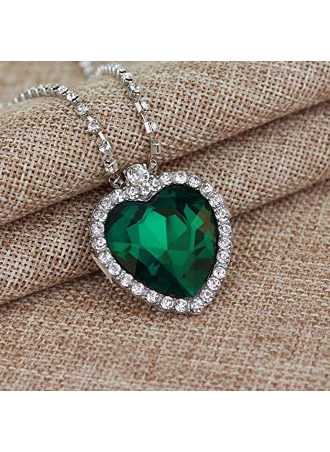 YouBella YouBella Jewellery Crystal Heart Titanic Necklace for Girls Fashion Pendant Necklace Jewellery for Girls and Women (Green)  - Image 3