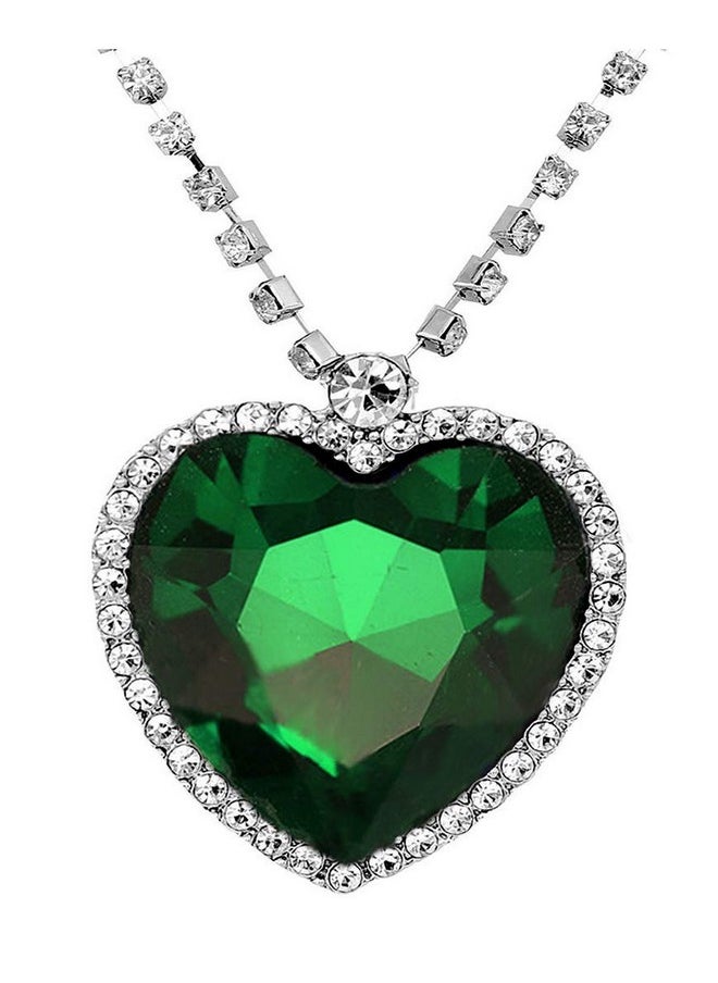 YouBella YouBella Jewellery Crystal Heart Titanic Necklace for Girls Fashion Pendant Necklace Jewellery for Girls and Women (Green)  - Image 1