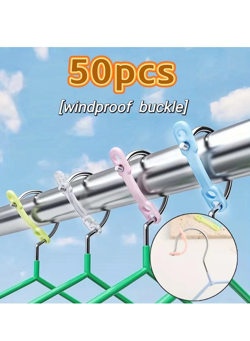 50pcs Clothes Hangers Non Slip Rubber Grips Fixing Strap Band Windproof Hooks Clip Anti-Slip Off Fixed Buckle Anti-Drop Silicone Strips Hanger Fixation for Outdoor(Random Color) - Image 1