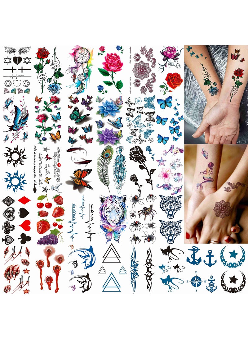 64 Sheets Variety Tiny Waterproof Temporary Tattoos For Men Women, Moon Star erfly Birds Planets Fake Tattoos For Kids Adults, Arm Neck Face Letters Temp Tattoo Temporary Tatoos Sticker Set - Image 5