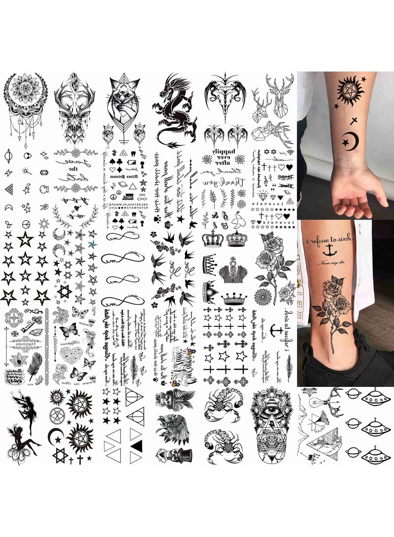 64 Sheets Variety Tiny Waterproof Temporary Tattoos For Men Women, Moon Star erfly Birds Planets Fake Tattoos For Kids Adults, Arm Neck Face Letters Temp Tattoo Temporary Tatoos Sticker Set - Image 3