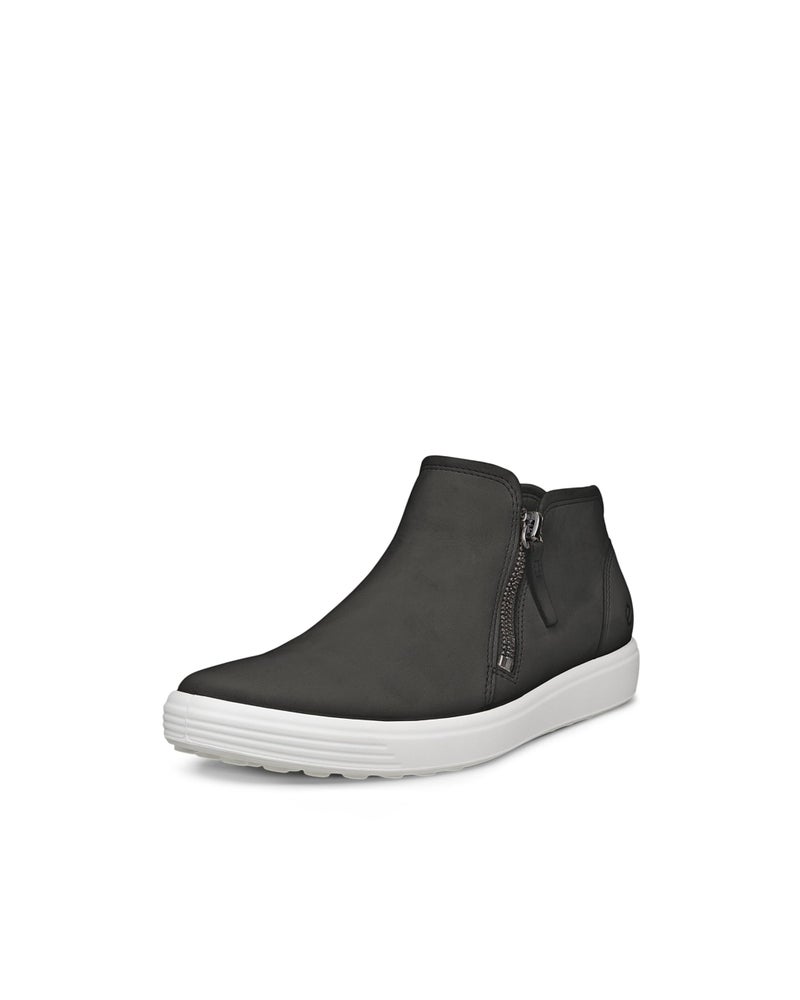 ECCO Soft 7 Side Zip Bootie, Black Nubuck, 8-8.5 - Image 1
