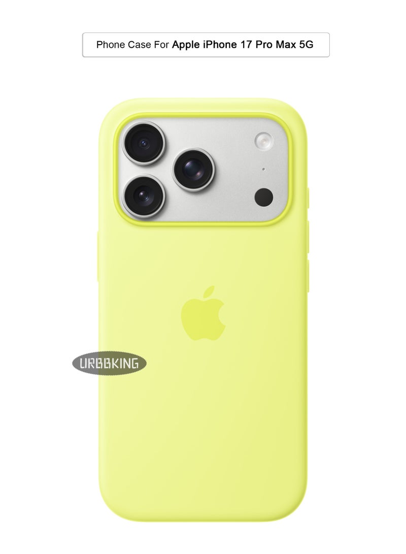 URBBKING iPhone 17 Pro Max Liquid Silicone Case Cover,Full Body Protection, Shockproof, Slim, Anti-Scratch Soft Microfiber Lining,Slim Protective Back Cover with Comfortable Hold Touch Feeling and Anti-fingerprint , Bright Yellow - Image 1
