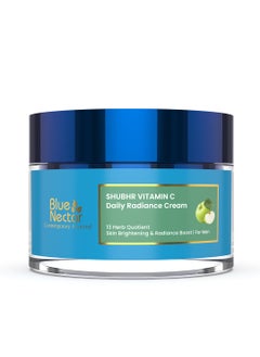 Blue Nectar PlantBased Vitamin C Face Cream for Glowing Skin Dark Spot Removal Cream for Men with Green Apple and Almond Oil 13 Herbs 176Oz