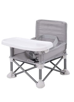 Excefore Portable Baby Seat, Booster Seat for Indoor/Outdoor Use, Folding Portable High Chair, Great for Camping, Beach, Lawn |Toddlers, Kids, Boys, Girls (Gray)  - Image 1