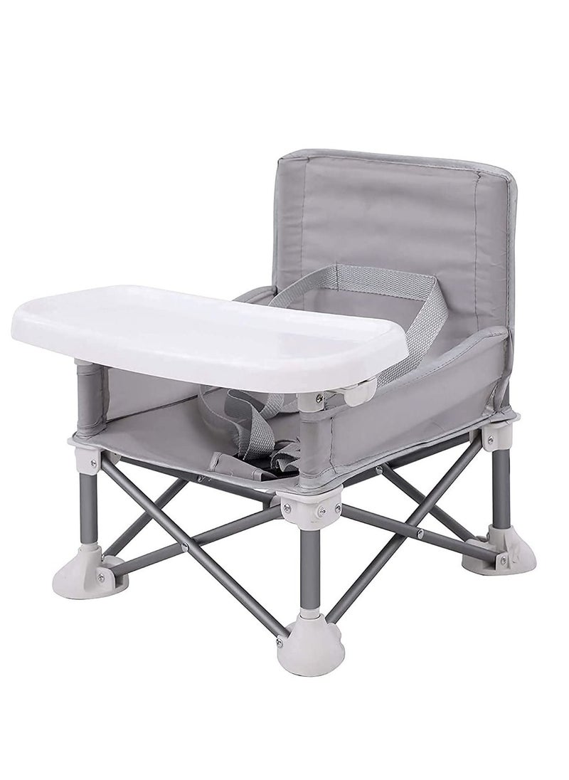 Excefore Portable Baby Seat, Booster Seat for Indoor/Outdoor Use, Folding Portable High Chair, Great for Camping, Beach, Lawn |Toddlers, Kids, Boys, Girls (Gray)  - Image 1
