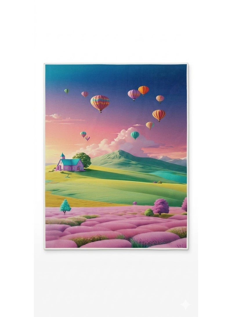 سجادة أطفال 3D مودرن - بديل سجاد برسومات الطبيعة والمنطاد - مقاس 120×180 سم - قابل للغسيل ومانع للانزلاق - Image 1