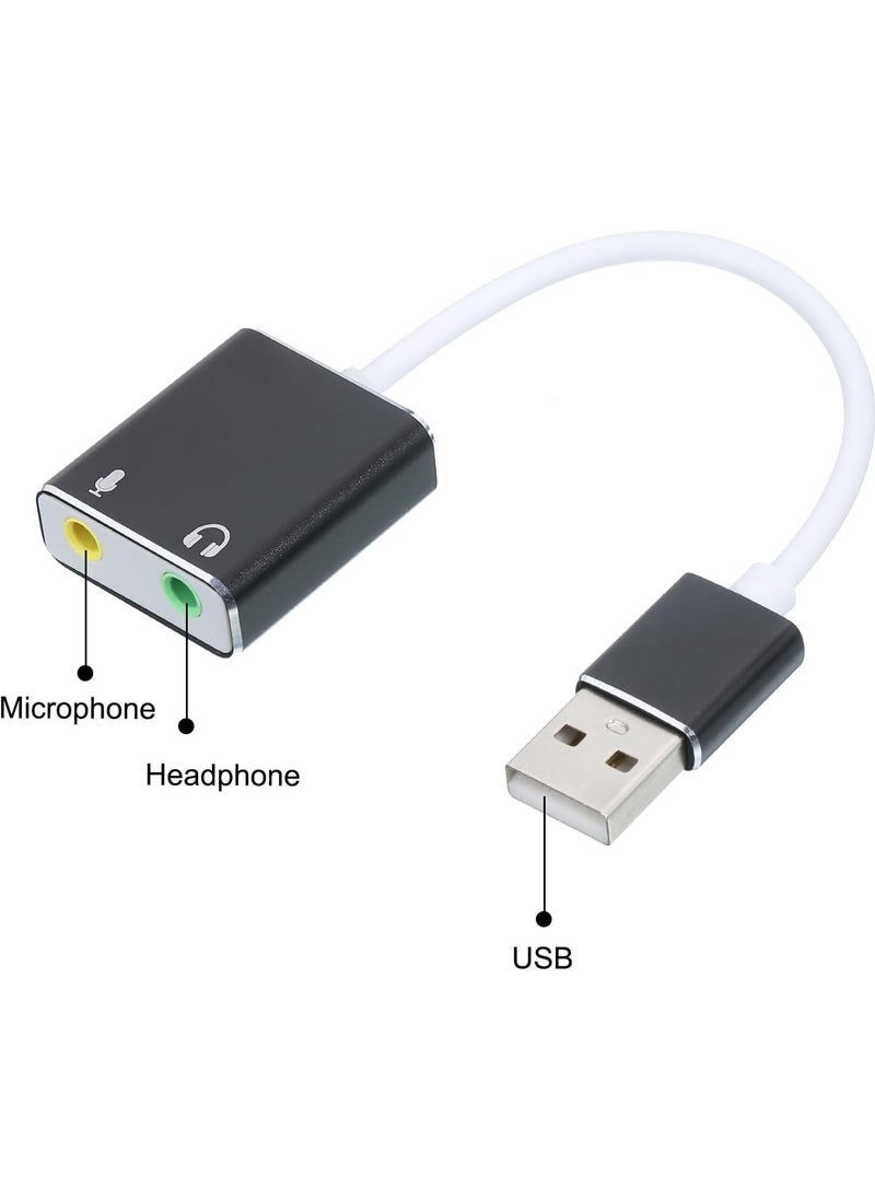 ELIKLIV USB audio adapter, external sound card for PC and laptop, USB microphone adapter to 3.5 mm (1/8") headphones, speaker and microphone jack, plug and play USB to stereo audio adapter  - Image 2