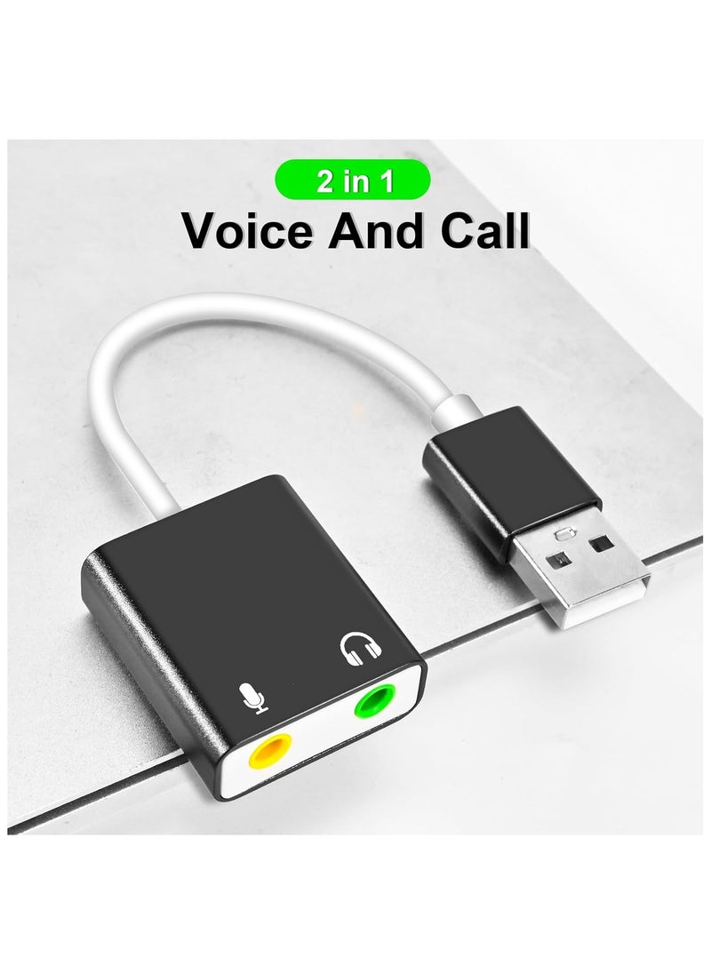 ELIKLIV USB audio adapter, external sound card for PC and laptop, USB microphone adapter to 3.5 mm (1/8") headphones, speaker and microphone jack, plug and play USB to stereo audio adapter  - Image 4
