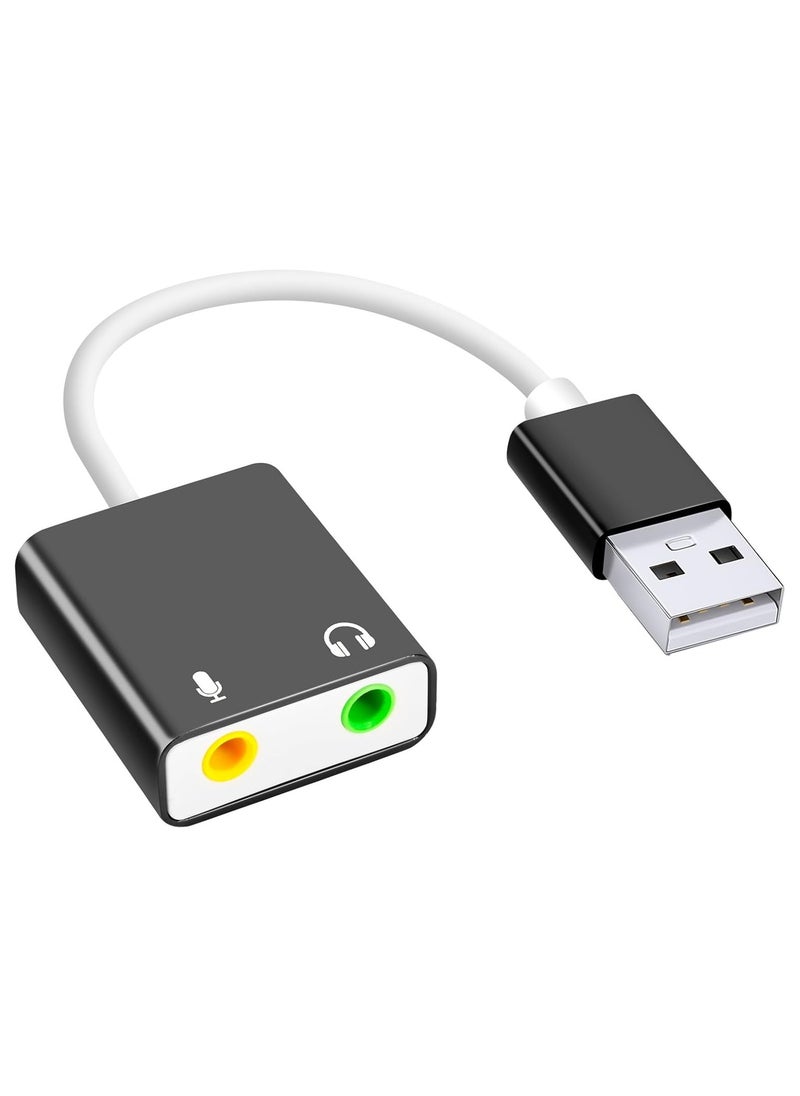 ELIKLIV USB audio adapter, external sound card for PC and laptop, USB microphone adapter to 3.5 mm (1/8") headphones, speaker and microphone jack, plug and play USB to stereo audio adapter  - Image 3