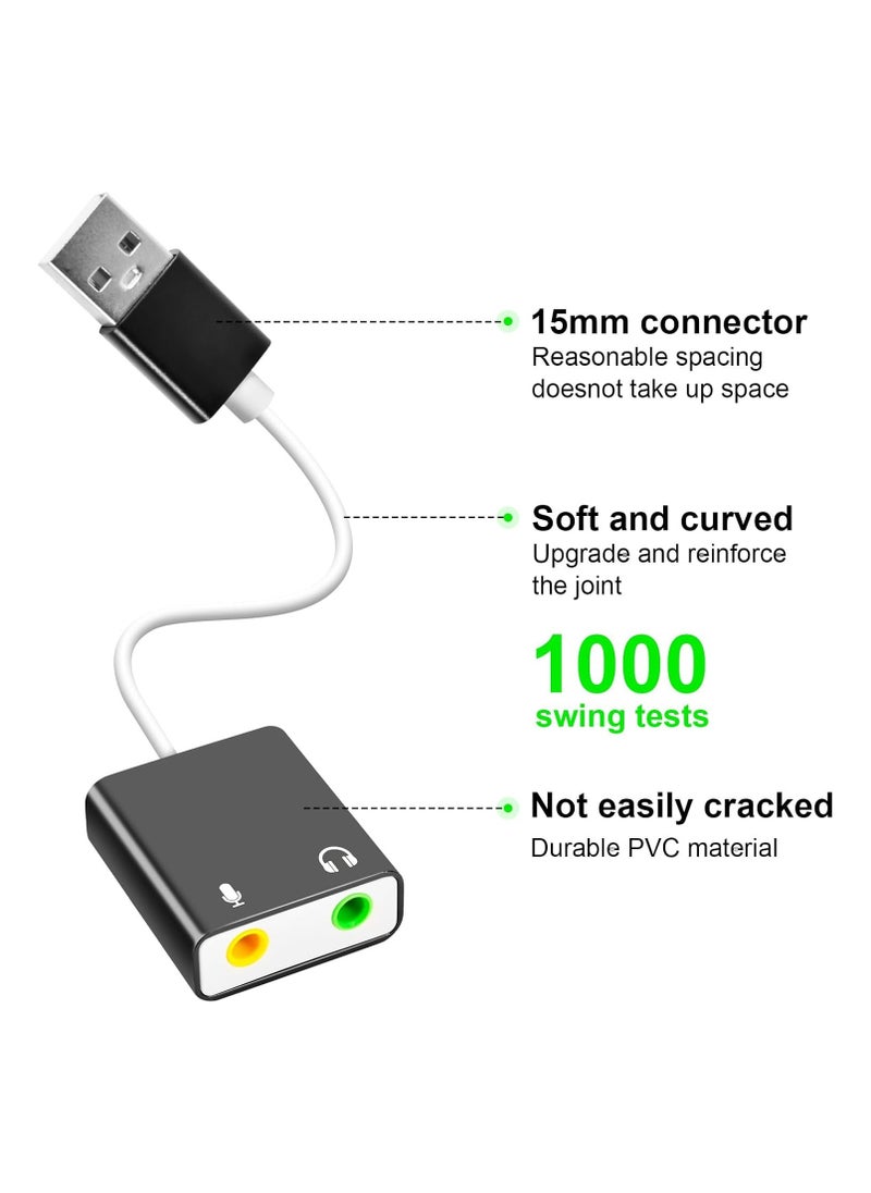 ELIKLIV - USB audio adapter, external sound card for PC and laptop, USB microphone adapter to 3.5 mm (1/8") headphones, speaker and microphone jack, plug and play USB to stereo audio adapter - Image 1