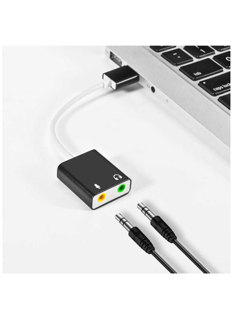 ELIKLIV - USB audio adapter, external sound card for PC and laptop, USB microphone adapter to 3.5 mm (1/8") headphones, speaker and microphone jack, plug and play USB to stereo audio adapter - Image 1