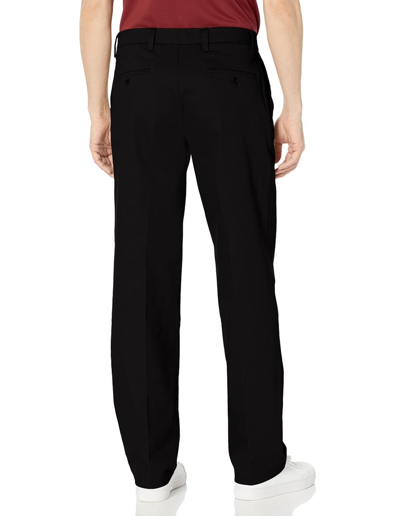 Dockers Men's Classic Fit Signature Khaki Lux Cotton Stretch Pants - Pleated (Regular and Big & Tall), Black, 42W x 30L - Image 2
