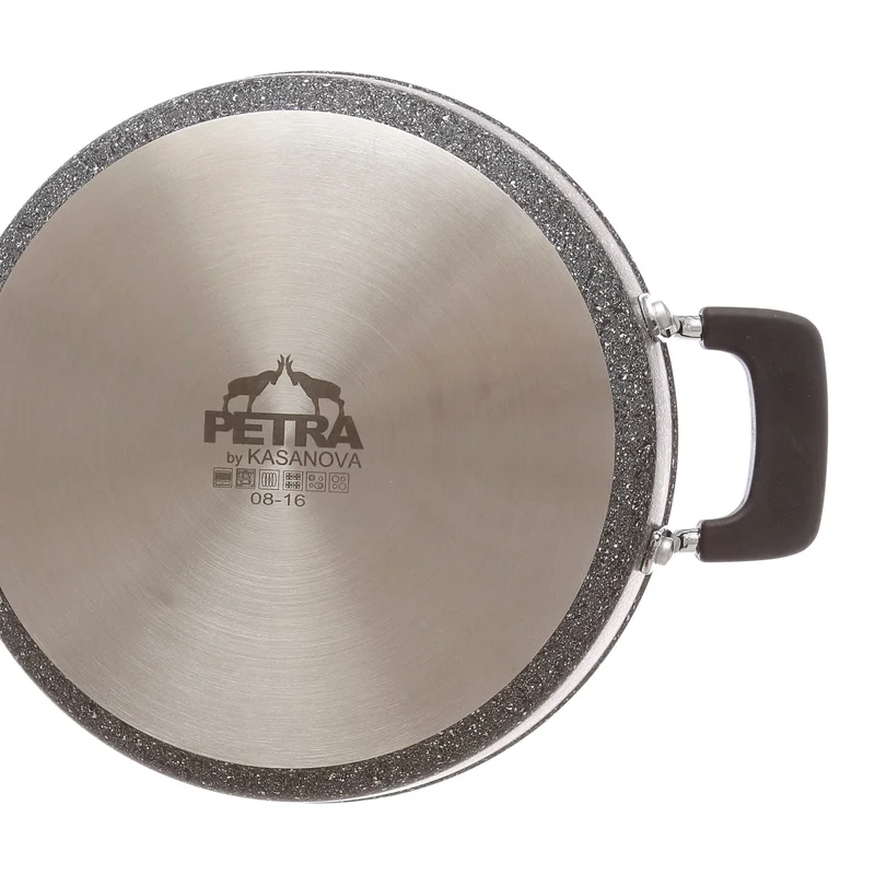 Simply Kitchen  New Petra Dark Sauté Pan 28 Cm With Glass Lid Gray  | Best Price UAE
