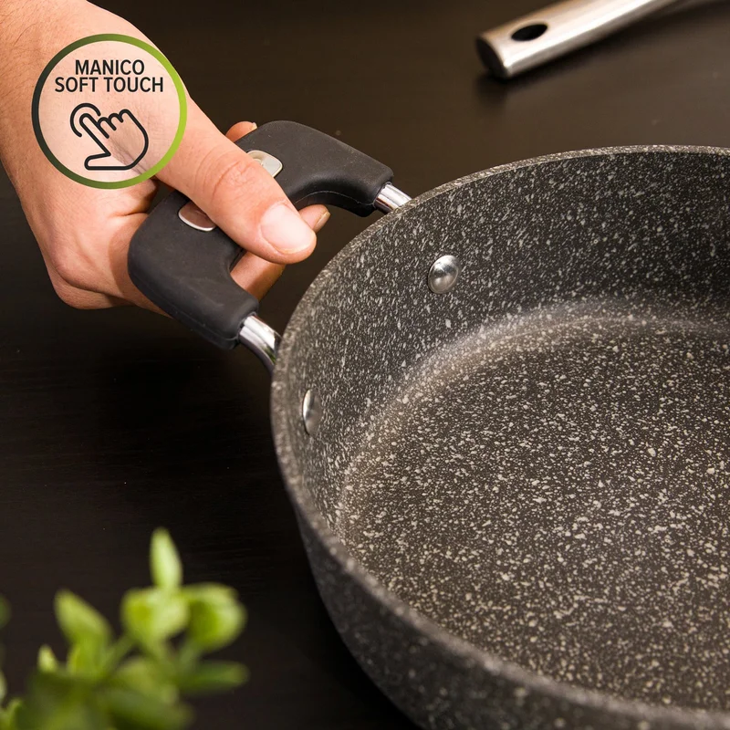 Simply Kitchen  New Petra Dark Sauté Pan 28 Cm With Glass Lid Gray  | Best Price UAE
