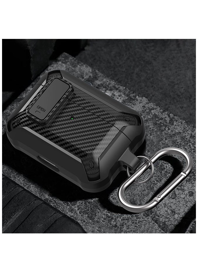 Generic - Shockproof Hard Shell Protective Case Cover with Keychain for Apple AirPod Pro 2, Black - Image 1