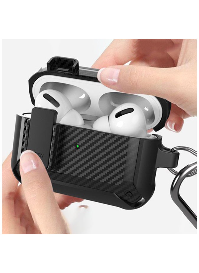 Generic - Shockproof Hard Shell Protective Case Cover with Keychain for Apple AirPod Pro 2, Black - Image 1