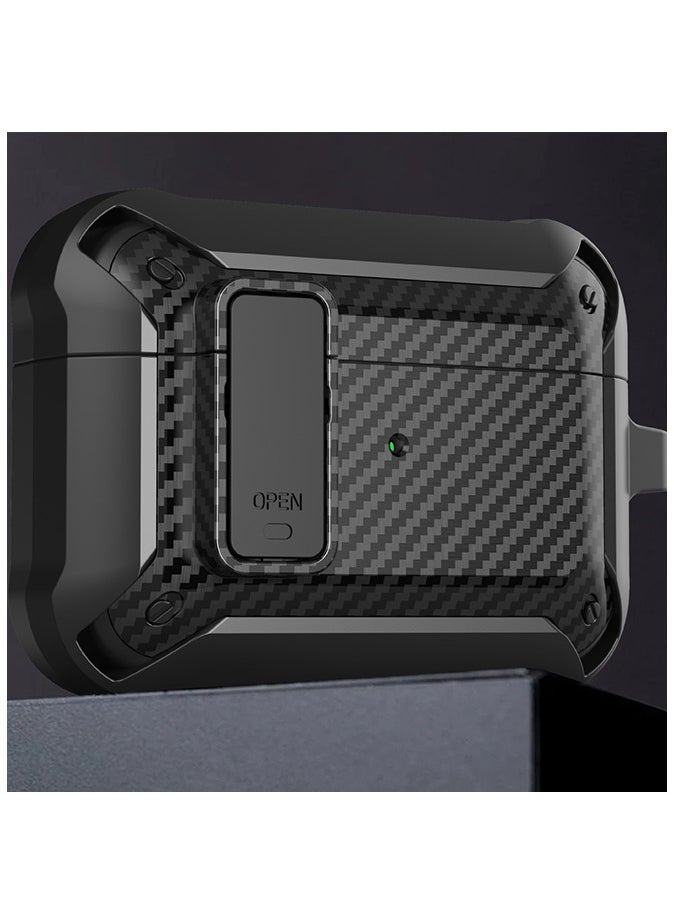 Generic - Shockproof Hard Shell Protective Case Cover with Keychain for Apple AirPod Pro 2, Black - Image 1