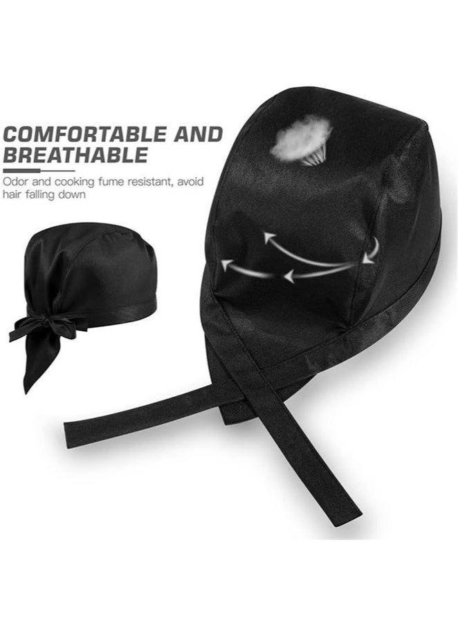 6Pcs Chef Work Hat, Unisex Chef Hats Adjustable Cooking Cap with Ties Breathable Top Skull Caps Service Hat for Women Men, Cooking & Outdoor Activities  - Image 4