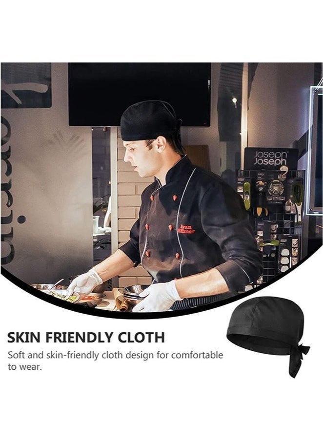 6Pcs Chef Work Hat, Unisex Chef Hats Adjustable Cooking Cap with Ties Breathable Top Skull Caps Service Hat for Women Men, Cooking & Outdoor Activities  - Image 3