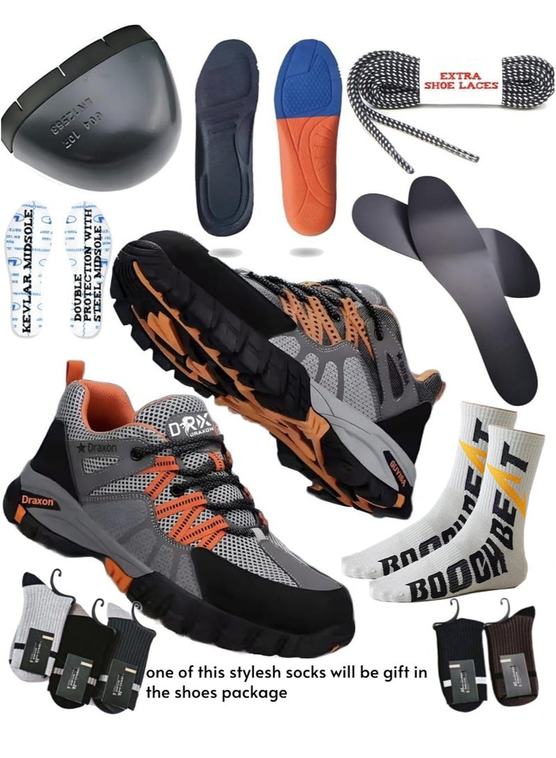 Draxon Fasion Safety Shoes for Men Women CE Standard Steel Toe and Midsole Work Lightweight Anti-Puncture Industry Construction Sneakers - Image 1