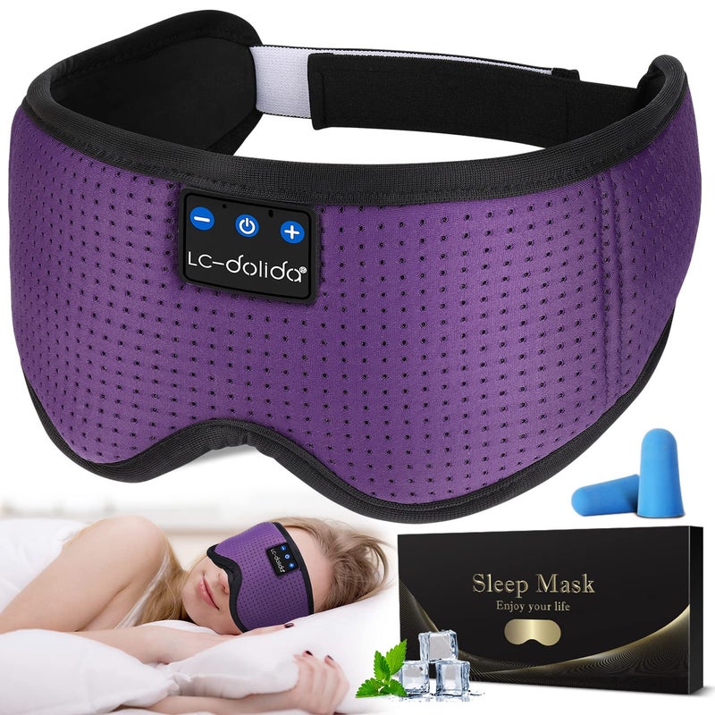 LC-dolida Sleep Headphones, Sleep Mask Bluetooth Wireless Music Eye Mask, Sleeping Headphones for Side Sleepers Sleep Mask with Bluetooth Headphones Ultra-Thin Stereo Speakers Perfect for Sleeping - Image 1