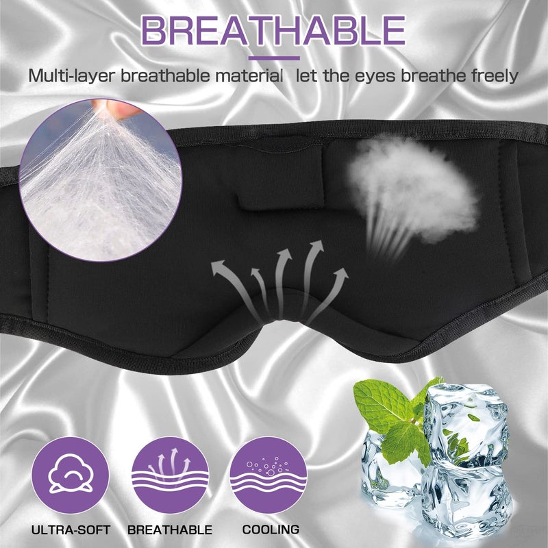 LC-dolida Sleep Headphones, Sleep Mask Bluetooth Wireless Music Eye Mask, Sleeping Headphones for Side Sleepers Sleep Mask with Bluetooth Headphones Ultra-Thin Stereo Speakers Perfect for Sleeping - Image 2