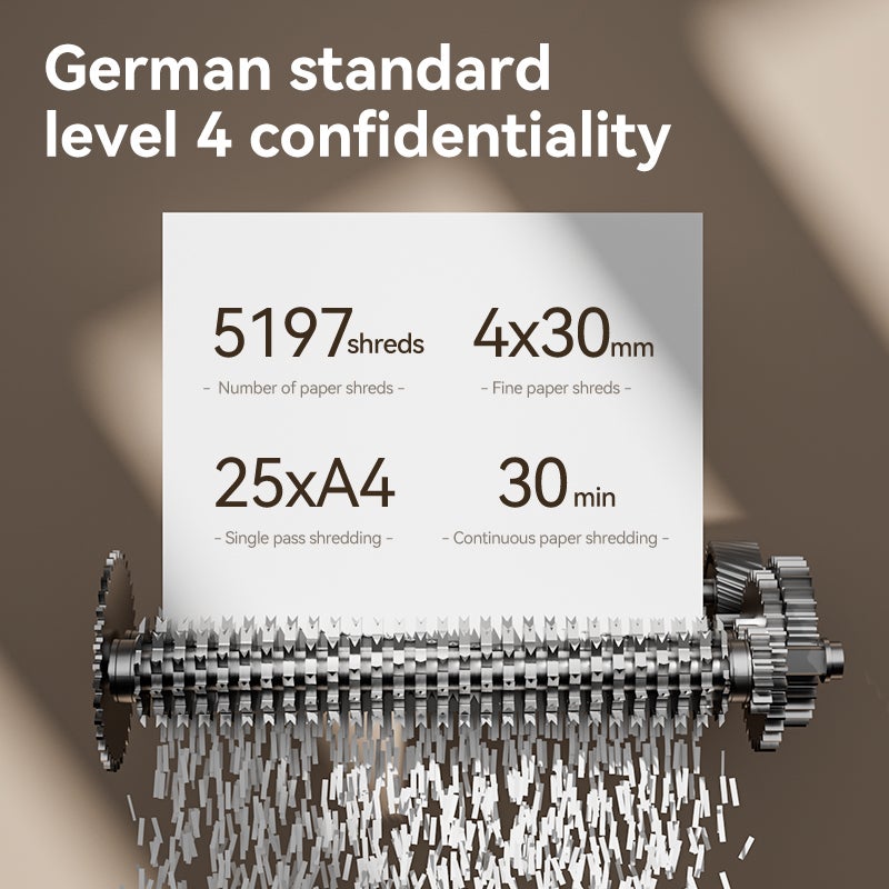 ديلي آلة تمزيق الورق للمكاتب مستوى أمان P4 سعة 25 ورقة مع سلة كبيرة للاستخدام الثقيل - Image 2