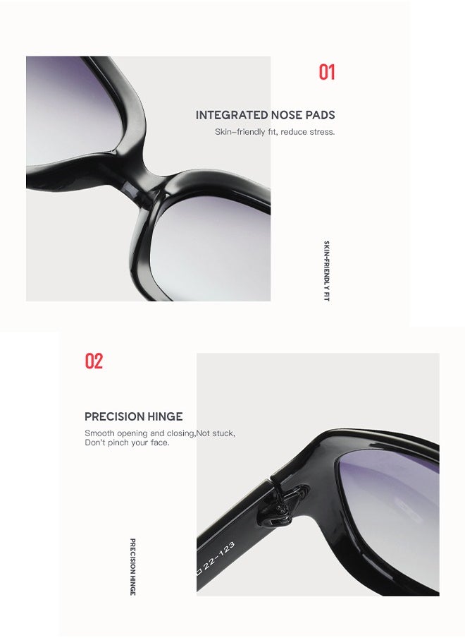 Generic - Polarized Sunglasses, Fashionable Glasses, UV Protection Sunglasses, for Women and Men Oversized Elegant Large Rectangle Sun Glasses UV400 ( Black ) - Image 1