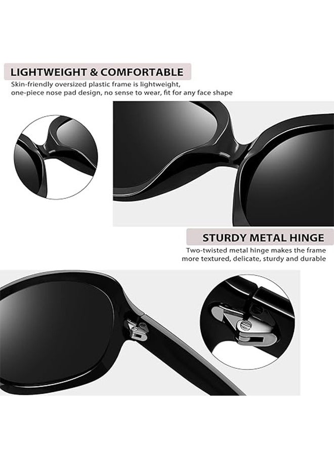 Generic - Polarized Sunglasses, Fashionable Glasses, UV Protection Sunglasses, for Women and Men Oversized Elegant Large Rectangle Sun Glasses UV400 ( Black ) - Image 1