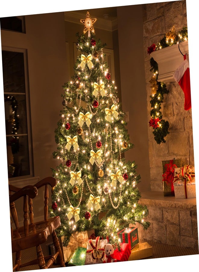 جارنيك مجموعة جارنيك من 12 قطعة من زينة فيونكات ذهبية لشجرة عيد الميلاد، فيونكات مخملية ذهبية صغيرة مزينة بشريط ذهبي لأكاليل الأشجار وأكياس الهدايا وحفلات الكريسماس. - Image 3