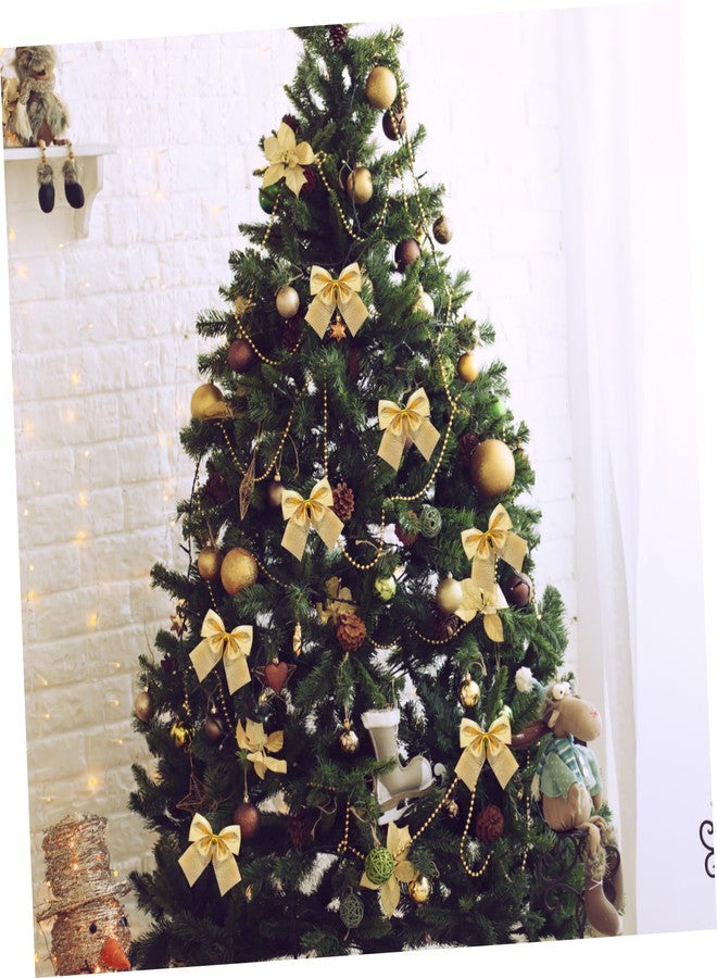 جارنيك مجموعة جارنيك من 12 قطعة من زينة فيونكات ذهبية لشجرة عيد الميلاد، فيونكات مخملية ذهبية صغيرة مزينة بشريط ذهبي لأكاليل الأشجار وأكياس الهدايا وحفلات الكريسماس. - Image 2