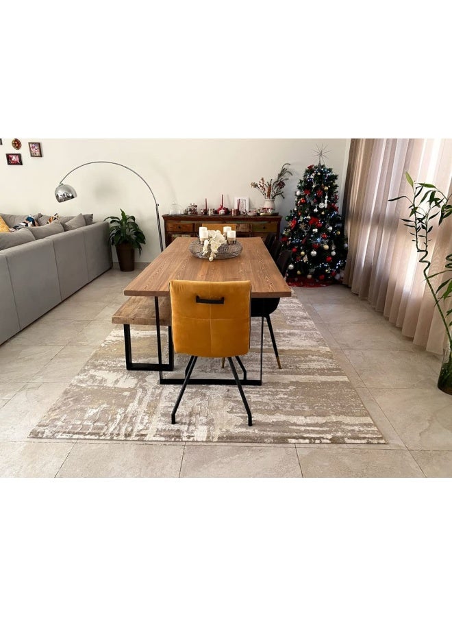 HANDPICKED FURNITURE Dining Table Mango Wood Industrial style - X Shape Legs - with 2 Bench - 120x210 cm 3.9x6.9 ft  - Image 1