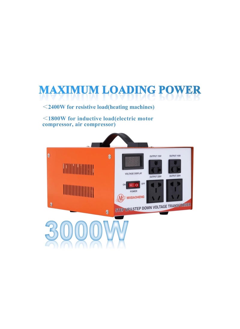 Voltage Converter Transformer 3000W Heavy Duty Step Up/Down Transformer 110v to 220v / 220v to 110v