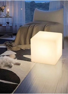 fashionhome Multipurpose Modern Technology Waterproof LED Cube Side Table Color Changing Rechargeable Cordless Night Light Nightstand for Living Room Outdoor Patio Party Seat 40x40x40 cm (Fully Assembled)  - Image 1
