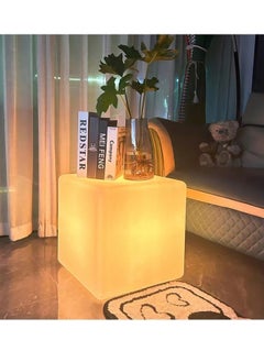 fashionhome Multipurpose Modern Technology Waterproof LED Cube Side Table Color Changing Rechargeable Cordless Night Light Nightstand for Living Room Outdoor Patio Party Seat 40x40x40 cm (Fully Assembled)  - Image 4