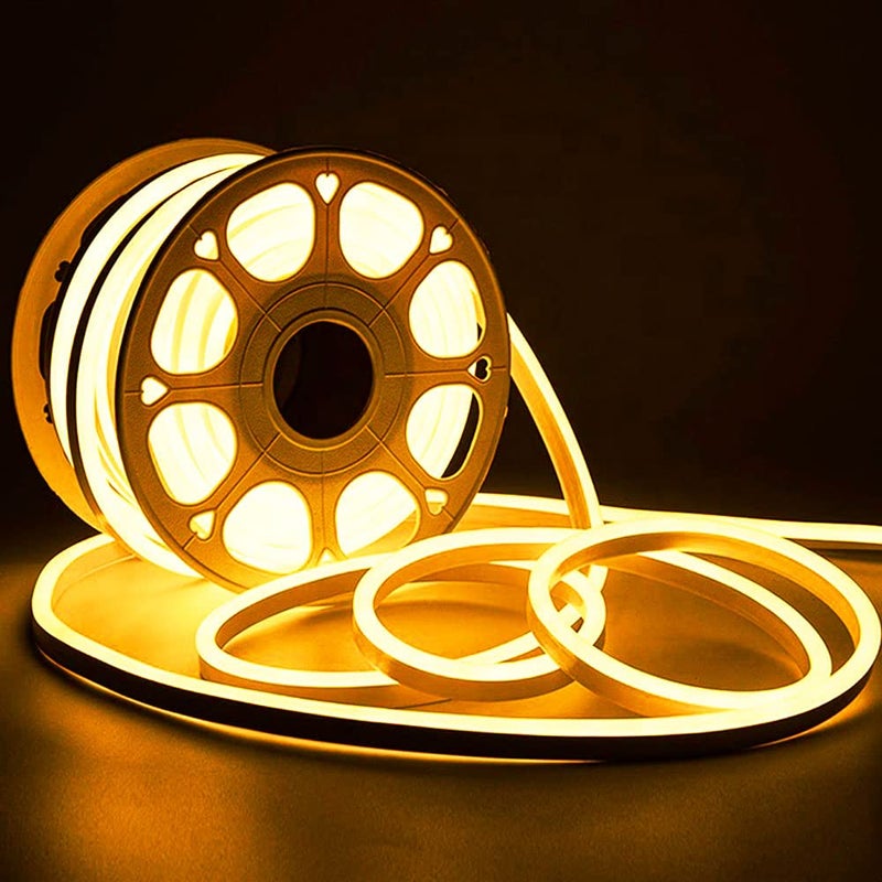 Shoppingekart شريط نيون LED مرن من شوبينجيكارت SMD 2835 أنبوب مطاطي سيليكون ناعم ضوء خارجي مقاوم للماء 15 متر لون أصفر سيليكون مطاطي - Image 1